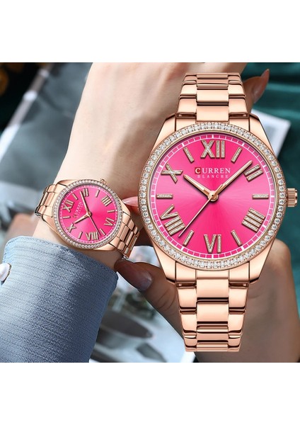 Gül Pembe Curren Yeni Lüks Kuvars Bayanlar Bileklik Saat Taklidi Kadran Zarif Aydınlık Işaretçi Paslanmaz Çelik Saat Relogio Feminino (Yurt Dışından) modelleri