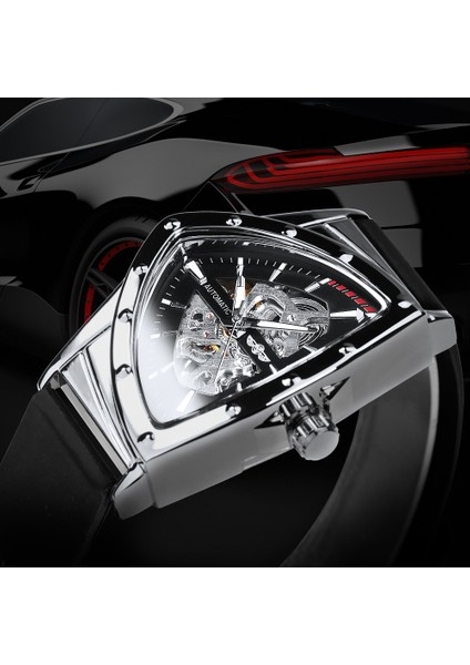 Kutu Altın Beyaz Kazanan Askeri Üçgen Otomatik Izle Erkekler Için Mekanik Saatler Aydınlık Moda Lüks Kauçuk Kayış Spor Saat (Yurt Dışından) fiyatları