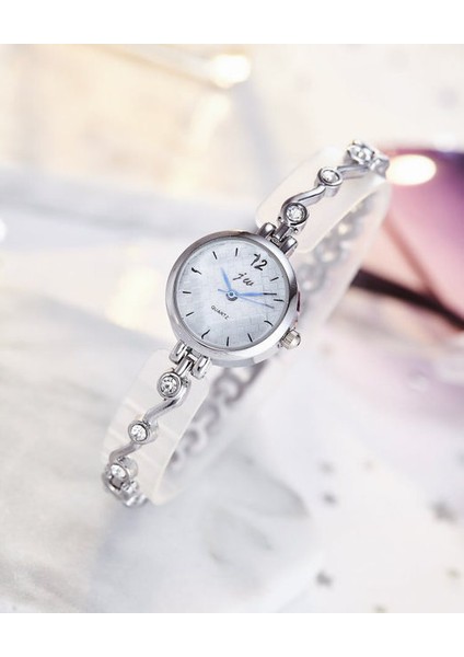 Gümüş 2018 Yeni Marka Jw Bilezik Saatler Kadınlar Lüks Kristal Elbise Kol Saatleri Saat Kadın Moda Rahat Kuvars Izle Reloj Mujer (Yurt Dışından)