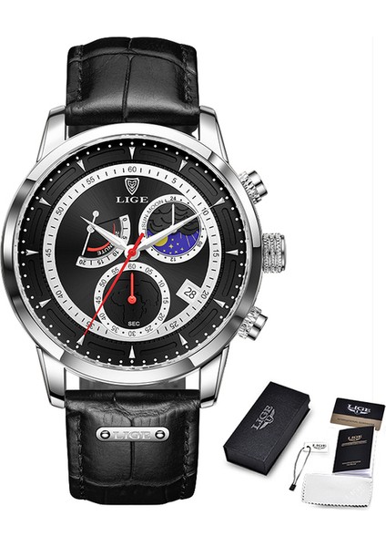 Siyah Lıge Erkek Saatler Iş Casual Izle Erkekler Için Orijinal Üst Marka Lüks Kol Saati Adam Kuvars Chronograph Su Geçirmez Saatler (Yurt Dışından)