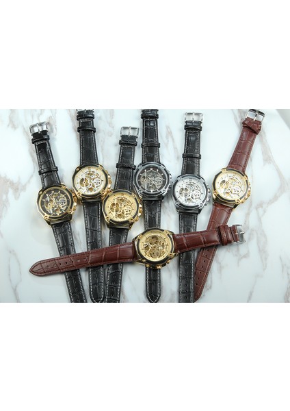 06 Forsınıng Erkek Mekanik Saat Içi Boş Alt Mekanik Saat Rahat Moda Altın Kemer Izle (Yurt Dışından) fırsatları