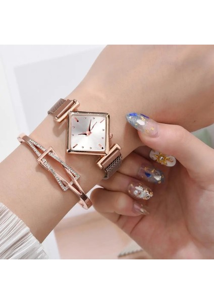 Mor Lüks Bilezik Saatler Kadınlar Için Basit Mor Manyetik Kare Kadranlı Kemer Elbise Kuvars Saat Bayanlar Kol Saati Relogio (Yurt Dışından) fırsatları