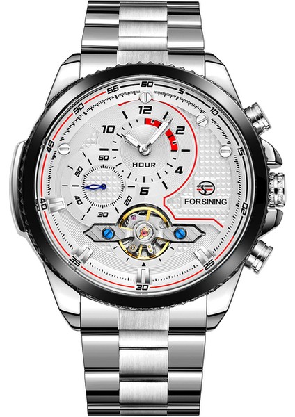 Gümüş Forsınıng Mavi Izle Basit Içi Boş Volan Mekanik Saat Dairesel Çelik Bantlı Saat Alaşımlı Mekanik Saat (Yurt Dışından)