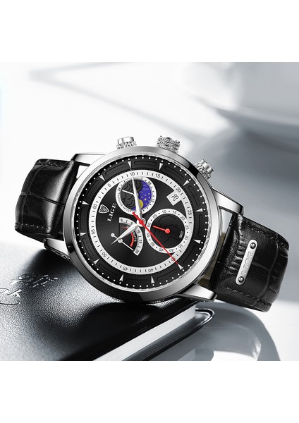 Siyah Lıge Erkek Saatler Iş Casual Izle Erkekler Için Orijinal Üst Marka Lüks Kol Saati Adam Kuvars Chronograph Su Geçirmez Saatler (Yurt Dışından) modelleri
