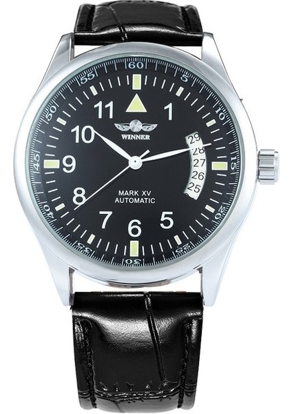 Sıyah Askeri Izle Erkekler Minimalist Mekanik Erkek Saatler Top Marka Lüks Deri Kayış Takvim Unisex Kazanan Kol Saati Orologio (Yurt Dışından)
