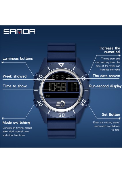 Siyah Kırmızı Sanda Elektronik Hareket Izle Adam Lüks Su Geçirmez Spor Dijital Saatler Kronometre Darbeye Dayanıklı Saat Erkek Kol Saati (Yurt Dışından) modelleri