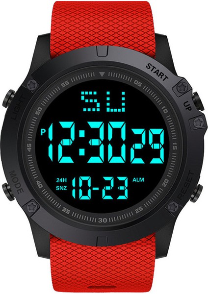 Kırmızı-A Erkekler Spor Izle Çok Fonksiyonlu Askeri Spor Saat Su Geçirmez Aydınlık LED Dijital Çocuk Izle Büyük Kadran Öğrenci Elektronik Saat (Yurt Dışından)
