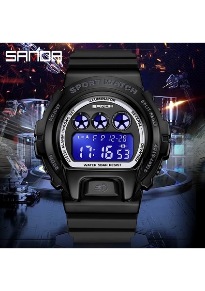 Siyah Mavi Sanda Marka Su Geçirmez Spor Izle Adam Için Lüks Aydınlık Chrono Kronometre Saat Uyku Modu Elektronik Hareketi Bilek Saatleri (Yurt Dışından) fırsatları