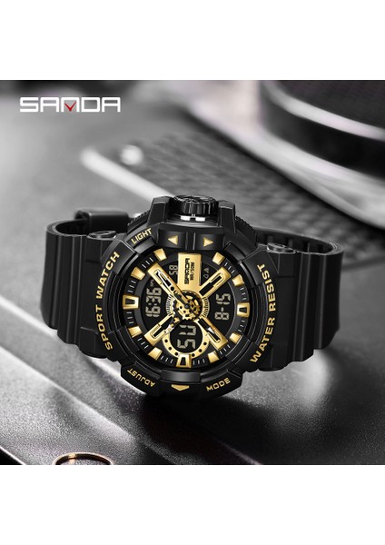 Siyah Altın Sanda Yeni Erkek Saatleri Çift Ekran Spor Askeri 50 M Su Geçirmez Dijital Izle Kuvars Kol Saati Saat Relogio Masculino 3128 (Yurt Dışından) modelleri