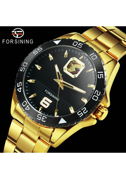 Bo Sıyah Altın Forsınıng Altın Erkek Saatler Üst Marka Lüks Otomatik Mekanik Izle Erkekler Çelik Kayış Kraliyet Iş Saati Reloj Hombre 2020 (Yurt Dışından) fiyatları