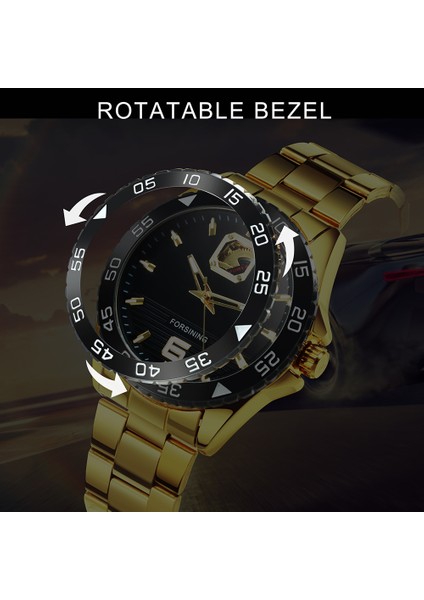 Bo Sıyah Altın Forsınıng Altın Erkek Saatler Üst Marka Lüks Otomatik Mekanik Izle Erkekler Çelik Kayış Kraliyet Iş Saati Reloj Hombre 2020 (Yurt Dışından) fırsatları