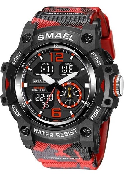 Canmouflage Kırmızı Smael Sportif Izle Erkekler Için Su Geçirmez Kronograf Alarm Hesap Makinesi Saat Rahat Hediyeler Fikirleri Erkek Reloj Hombre 8007 (Yurt Dışından)