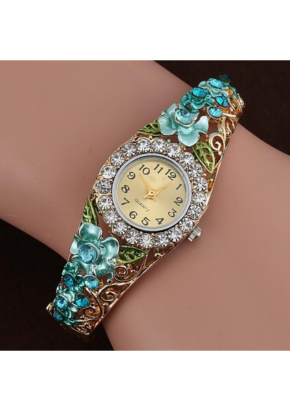 D Lüks Kadın Saatler Zarif Moda Kuvars Saatı Lüks Kristal Çiçek Bilezik Izle Kadın Reloj Dijital Montre Femme (Yurt Dışından) fiyatları