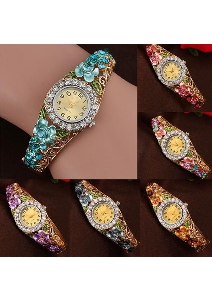 D Lüks Kadın Saatler Zarif Moda Kuvars Saatı Lüks Kristal Çiçek Bilezik Izle Kadın Reloj Dijital Montre Femme (Yurt Dışından) modelleri