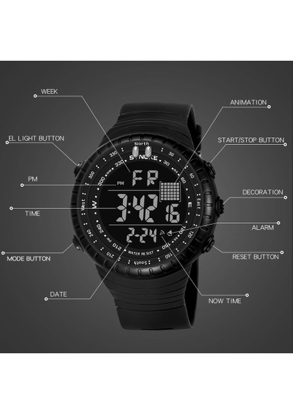 9658HEI Dijital Erkek Saati 50 M Yüzme LED Büyük Arama Askeri Erkekler Spor Ordu Saatler Erkekler Spor Saat Relogio Masculino Erkekler Için 18+ (Yurt Dışından) fırsatları