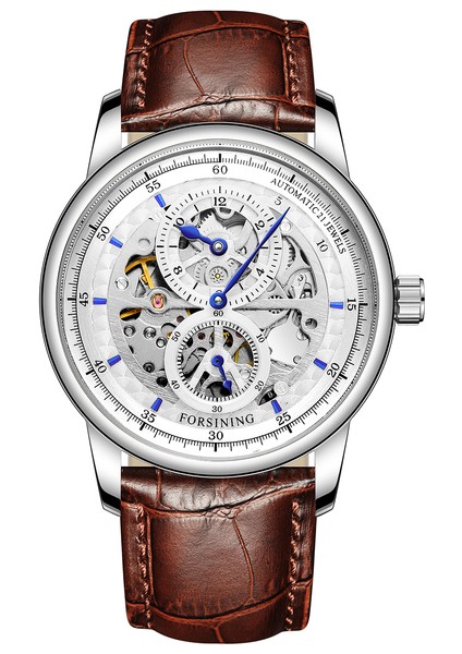 Gümüş Forsınıng Mavi Izle Basit Içi Boş 8 Kelime Mekanik Saat Dairesel Kemer Izle Alaşım Mekanik Saat (Yurt Dışından)