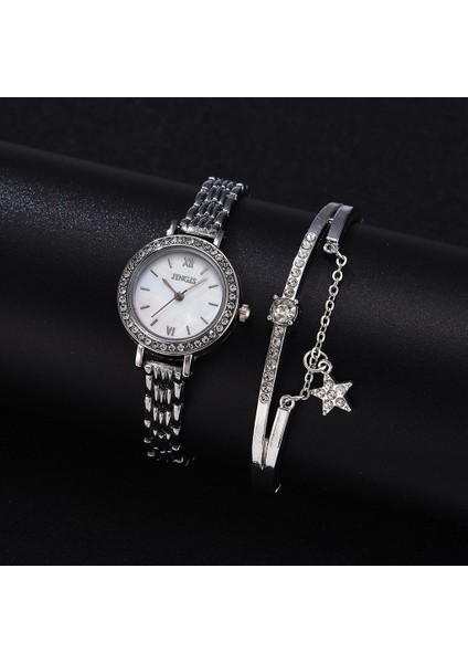 Rg Yeşil Set 2 Adet Kadın Bilezik Saatler Set Lüks Gül Altın Çelik Bant Kol Saati Kuvars Izle Kadınlar Için Moda Kristal Saat Reloj Mujer (Yurt Dışından) fırsatları