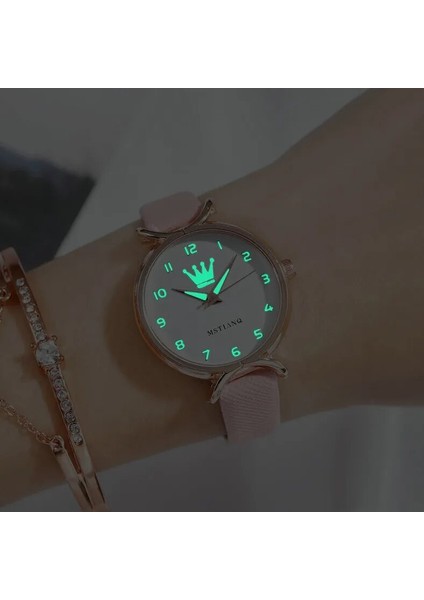 Siyah Yeni Moda Kadın Saatler Bayanlar Gül Altın Taç Aydınlık Bilek Saatler Kadın Ince Deri Kayış Bilezik Izle Relogio Feminino (Yurt Dışından) fiyatları