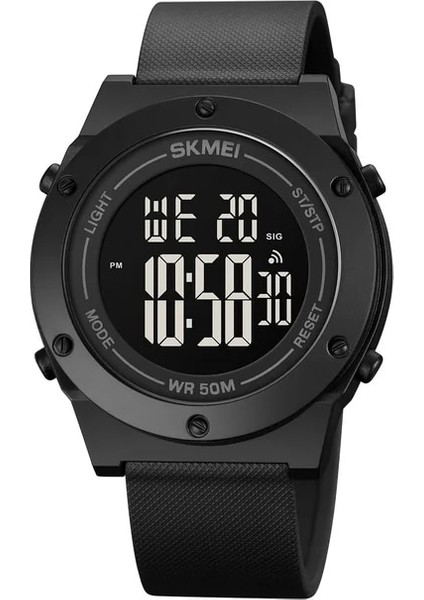 Siyah Siyah Skmeı Moda Açık Spor Izle Çok Fonksiyonlu LED Dijital Saat Pu Bant Basit Su Geçirmez Spor Tasarım Kol Saati Erkekler Için (Yurt Dışından)