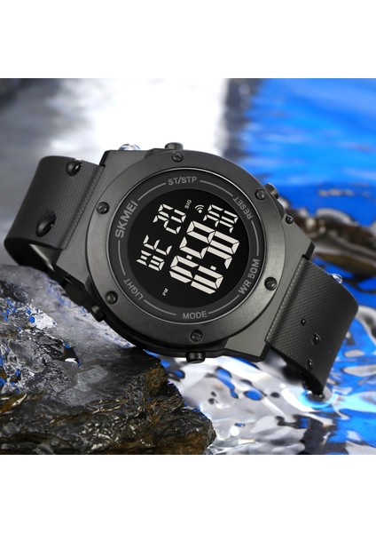 Siyah Siyah Skmeı Moda Açık Spor Izle Çok Fonksiyonlu LED Dijital Saat Pu Bant Basit Su Geçirmez Spor Tasarım Kol Saati Erkekler Için (Yurt Dışından) indirimleri