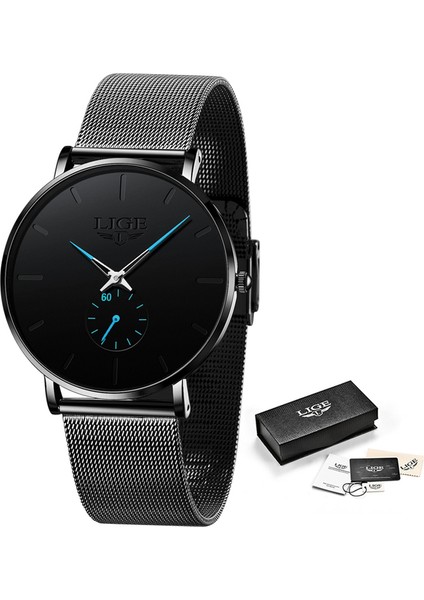 Siyah Mavi Lıge Üst Marka Lüks Kuvars Erkek Saatler Moda Iş Erkekler Için Basit Örgü Kemer Izle Rahat Su Geçirmez Spor Reloj Hombre (Yurt Dışından)