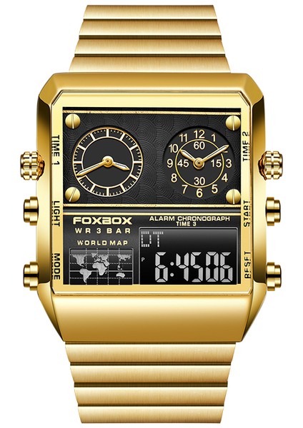 Altın Lıge Marka Yaratıcı Erkek Izle Çift Ekran Quartz Saat Erkekler Için Paslanmaz Kol Saati Spor Su Geçirmez Askeri Izle Tarih Saat (Yurt Dışından)