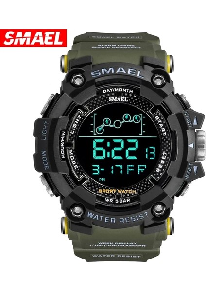 Gri Siyah Smael Erkek Izle Askeri Suya Dayanıklı Spor Saatler Ordu Büyük Arama LED Dijital Saatı Kronometre Erkek 1802 Saat (Yurt Dışından) fiyatları