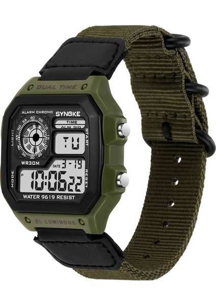 Naylon-3 Yeşil Reloj Deportivo Dijital Erkek Saatler Erkekler 5bar Su Geçirmez Spor Izle Spor Paslanmaz Çelik Kol Saati Relojes Deportivos Zegarek (Yurt Dışından)
