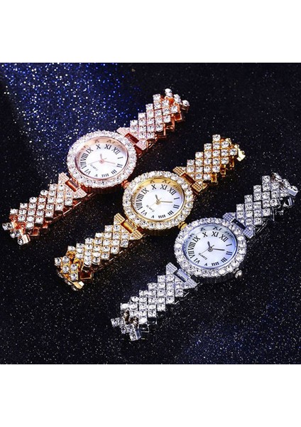 Gümüş Kadın Elmas Izle Yuvarlak Arama Bilezik Saatler Set Bayanlar Çelik Kemer Bandı Kuvars Kol Saati Kadın Saat Zegarek Damski Izle (Yurt Dışından) fiyatları