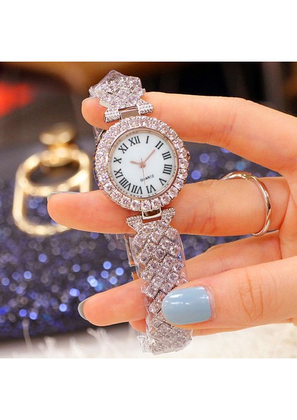 Gümüş Kadın Elmas Izle Yuvarlak Arama Bilezik Saatler Set Bayanlar Çelik Kemer Bandı Kuvars Kol Saati Kadın Saat Zegarek Damski Izle (Yurt Dışından) modelleri
