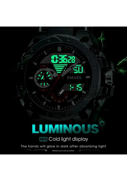 Mavi Kırmızı Smael Spor Saatler Erkekler Için Moda Çift Zamanlı Ekran Kol Saati Otomatik Tarih Kronograf Dijital Saat Часы Мужские Relogio 8060 (Yurt Dışından) fırsatları