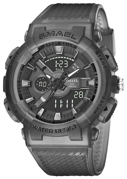 Erkekler Için Şeffaf Balck Smael Spor Izle LED Dijital Saatler Çok Fonksiyonlu Su Geçirmez Çalar Saat Kronograf Kuvars Kronometre Tarihi 8006 (Yurt Dışından)