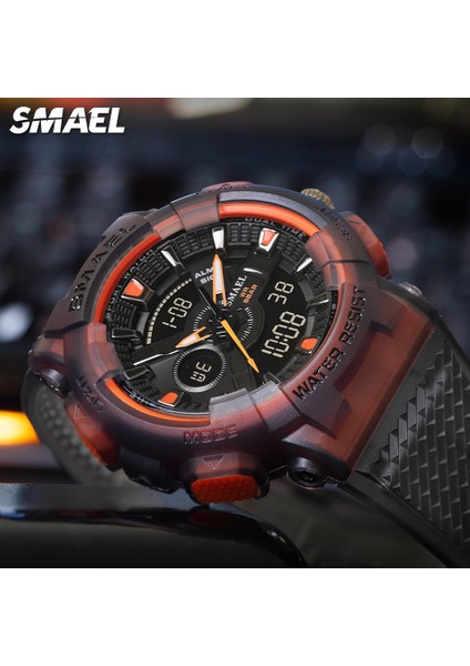 Erkekler Için Şeffaf Balck Smael Spor Izle LED Dijital Saatler Çok Fonksiyonlu Su Geçirmez Çalar Saat Kronograf Kuvars Kronometre Tarihi 8006 (Yurt Dışından) modelleri