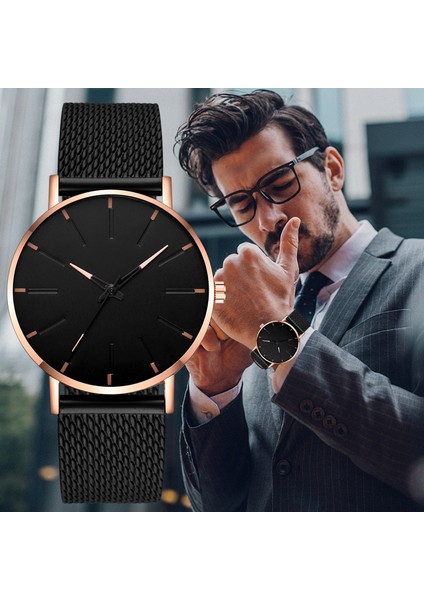 G Lüks Minimalist Erkek Moda Ultra Ince Saatler Basit Erkekler Iş Paslanmaz Çelik Hasır Kemer Kuvars Izle Relogio Masculino (Yurt Dışından) fiyatları