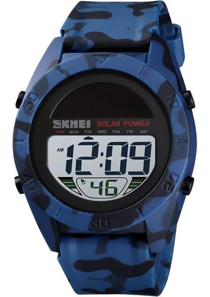 Mavi Kamuflaj Moda Güneş Enerjisi Su Geçirmez Spor Saat Erkekler Skmeı Marka Chrono Alarm LED Dijital Askeri Saatı Saat Adam Relogio (Yurt Dışından)
