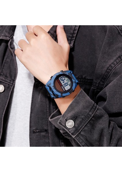 Mavi Kamuflaj Moda Güneş Enerjisi Su Geçirmez Spor Saat Erkekler Skmeı Marka Chrono Alarm LED Dijital Askeri Saatı Saat Adam Relogio (Yurt Dışından)