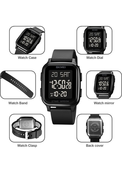 Altın Skmeı Elektronik Erkek Saatleri 2 Zaman Dijital Hareket Moda Izle Spor Geri Sayım Saati 50 M Su Geçirmez LED Işık Kol Saati (Yurt Dışından) indirimleri