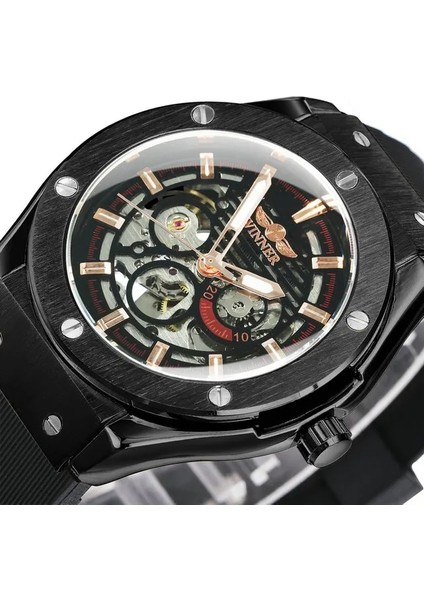 Sıyah R G Kazanan Saatler Erkek 2021 Otomatik Mekanik Izle Erkekler Lüks Üst Marka Kol Saati Glow Erkek Saat Montre Homme Luxe (Yurt Dışından)