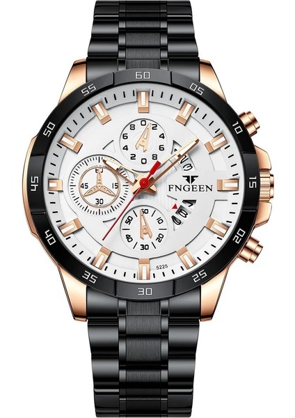 5225-4 Moda Yeni 2023 Erkek Saatler Lüks Chronograph Tam Çelik Su Geçirmez Kuvars Izle Erkekler Tarih Spor Saat Kol Saati (Yurt Dışından) fırsatları