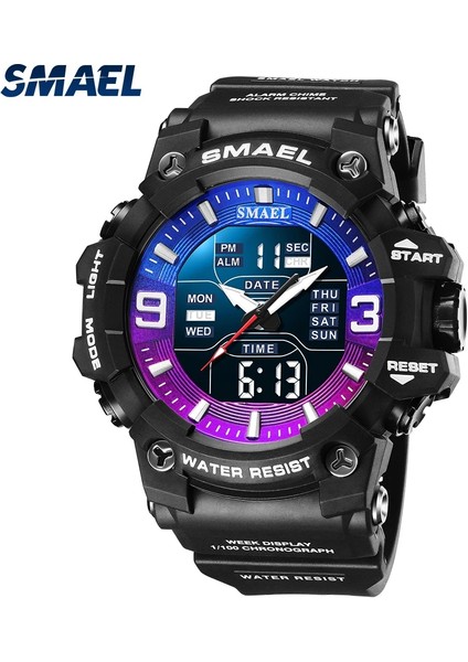 Açık Yeşil Erkekler Izle Spor Su Geçirmez LED Işık Çalar Saat Ikili Zaman Göstergesi Hafta Otomatik Tarih Kol Saatleri 8049 Kuvars Saatler Spor Zamanı (Yurt Dışından) modelleri
