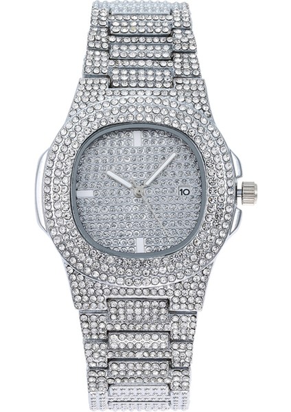 Gümüş Moda Lüks Bilezik Saatler Kadınlar Için Şık Bayanlar Altın Takvim Kadın Saatler Saat Reloj Mujer Montre Femme Relogio (Yurt Dışından)