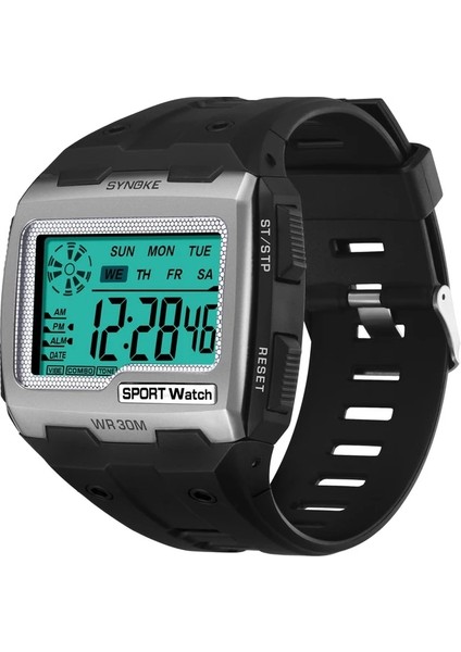 Gümüş Synoke Erkekler Dijital Saatler Açık Spor Moda Çok Fonksiyonlu Su Geçirmez Büyük Kadran Aydınlık Bilek Saatler Alarm Erkekler Saatler (Yurt Dışından)