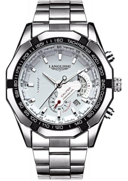 Beyaz Gümüş Langlıshı Otomatik Hareket Izle Erkek Saatler Top Marka Lüks Ithal Hareketi Su Geçirmez Aydınlık Mekanik Kol Saati (Yurt Dışından)