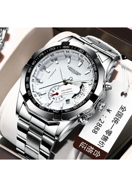 Beyaz Gümüş Langlıshı Otomatik Hareket Izle Erkek Saatler Top Marka Lüks Ithal Hareketi Su Geçirmez Aydınlık Mekanik Kol Saati (Yurt Dışından) fiyatları