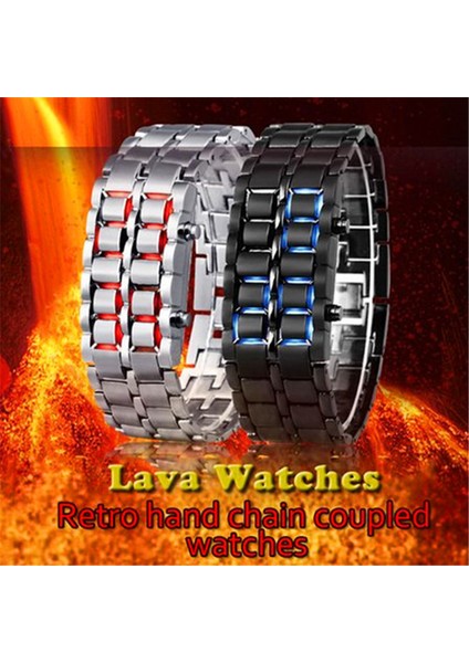Gümüş Kırmızı Yeni Kadın Erkek Severler Izle LED Metal Kol Saatleri Rahat Dijital Şık Reloj Dikdörtgen Paslanmaz Çelik Saatler Kol Saati (Yurt Dışından)