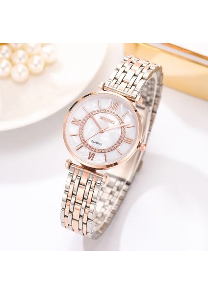 Pembe Altın Yeni Relogio Feminino Gül Altın Paslanmaz Çelik Bilezik Izle Kadın Moda Kuvars Saatler Elmas Bayanlar Saat Zegarek Damski (Yurt Dışından)