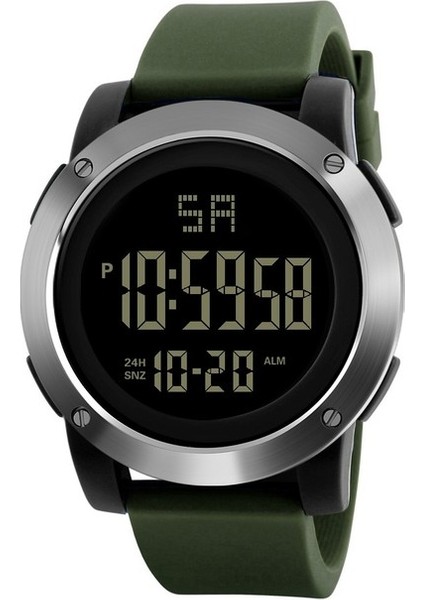 Gümüş Moda Su Geçirmez Erkek Erkek LCD Dijital Kronometre Tarih Kauçuk Spor Kol Saati Erkekler Часы Мужские Erkek Kol Saati Reloj Dijital (Yurt Dışından)
