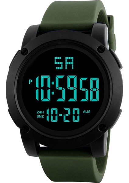 Gümüş Moda Su Geçirmez Erkek Erkek LCD Dijital Kronometre Tarih Kauçuk Spor Kol Saati Erkekler Часы Мужские Erkek Kol Saati Reloj Dijital (Yurt Dışından)