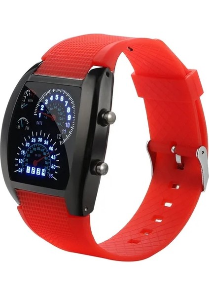 Kırmızı B Lüks Izle Moda Izle Erkekler LED Işık Flaş Turbo Kilometre Spor Araba Arama Ölçer Izle Ücretli Relogio Masculino (Yurt Dışından)
