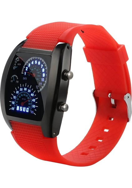 Kırmızı B Lüks Izle Moda Izle Erkekler LED Işık Flaş Turbo Kilometre Spor Araba Arama Ölçer Izle Ücretli Relogio Masculino (Yurt Dışından)